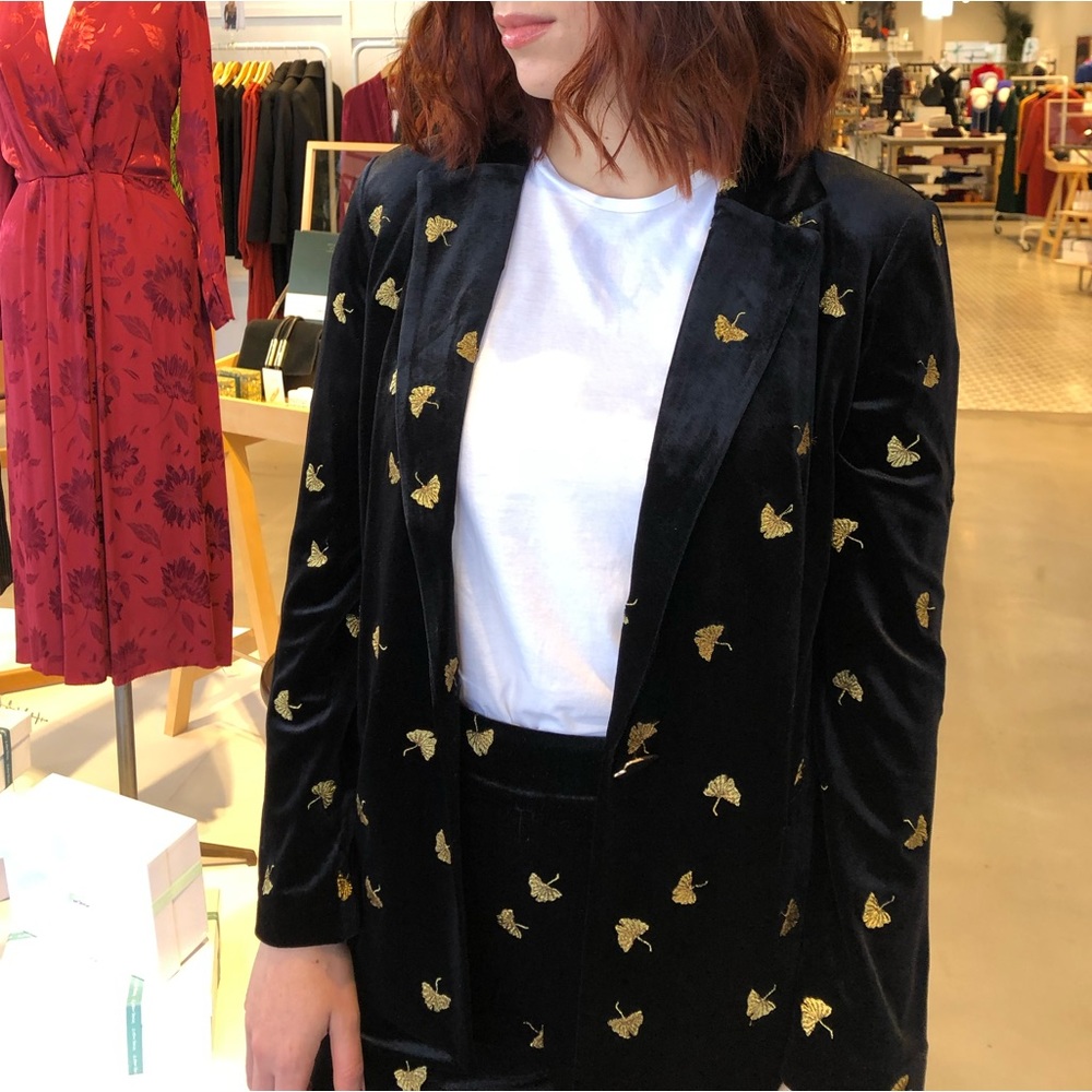 & Other Stories Embroidered Velvet Blazer size 6 - Picture 3 of 3